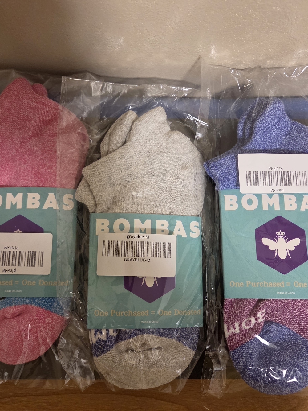 Bombas Pack of 3 Socks - Pink, Gray, Blue